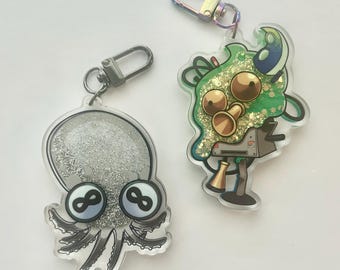 B GRADE splatoon tartar and smollusk liquid shaker keychains