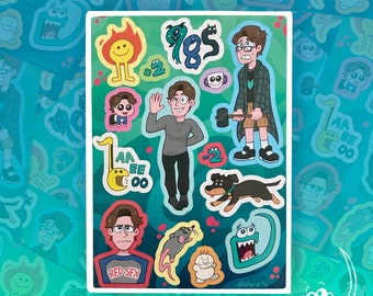 jerma sticker sheet, 5x7 inches, cute and silly guys