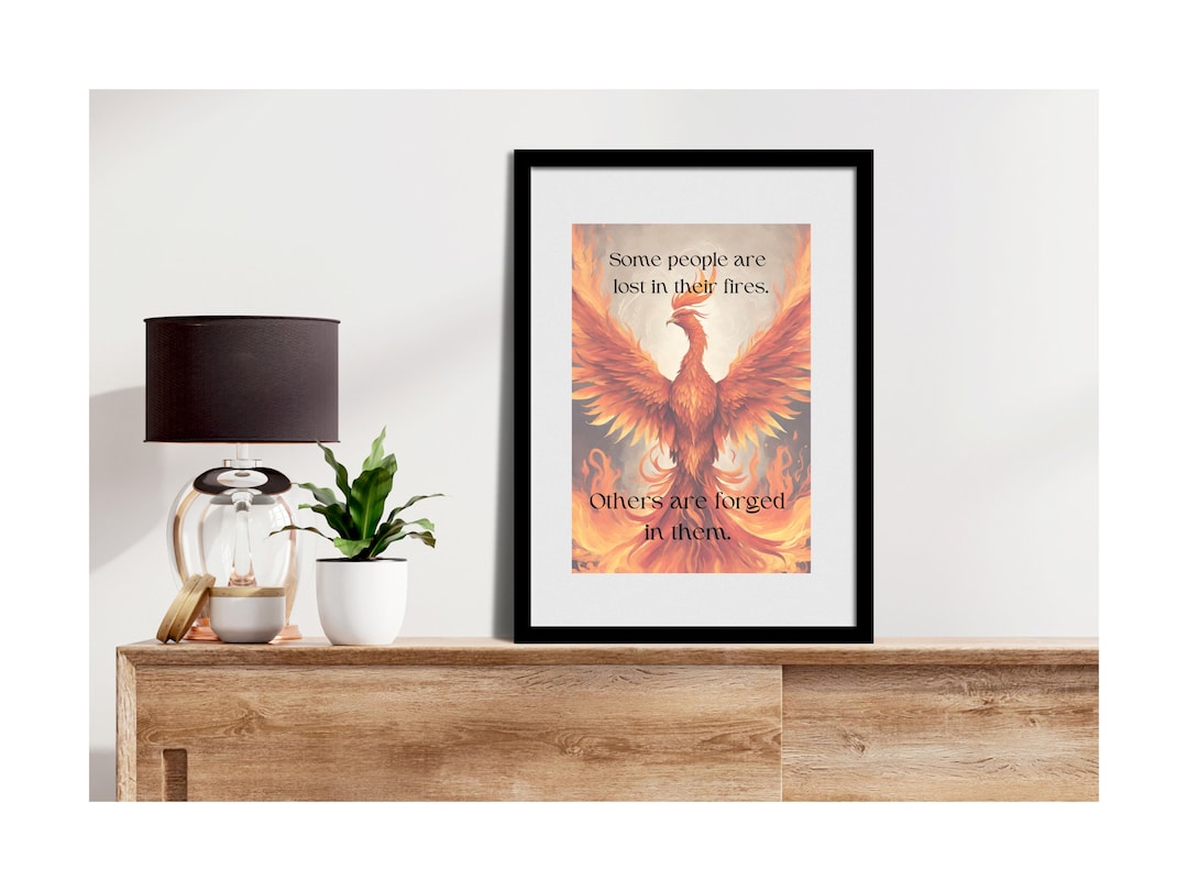 Phoenix Rising Wall Art With Inspirational Quote Etsy