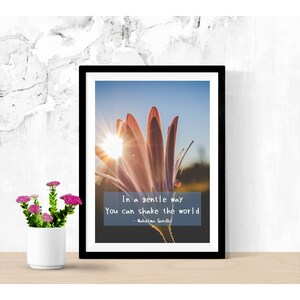 Inspirational Wall Art with Gandhi Quote About Shaking the World