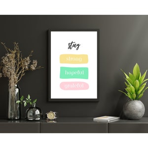 Stay Strong, Hopeful and Grateful Poster
