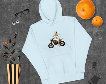 Sweat à capuche Bull Terrier Dirtbike : Sweat graphique moto chien drôle