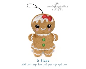 Gingerbread Girl Toy Machine Embroidery Design – DIY ITH Toy – 5 Sizes – Instant Download