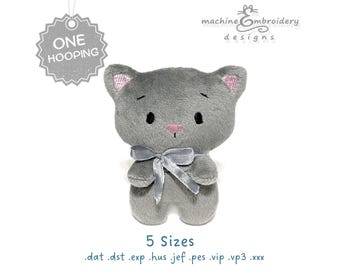 Cat Plush Toy Machine Embroidery Design - DIY ITH Toy – 3D – One Hooping - 5 Sizes