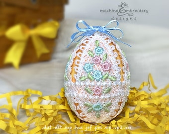 Easter Egg Cover Machine Embroidery Design – Floral ITH Project (Digital Download)
