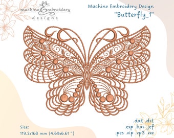 Butterfly Machine Embroidery design, Insect embroidery, Digital File, Instant Download