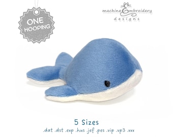 Whale Plush Toy Machine Embroidery Design - DIY ITH Toy - 3D – One Hooping - 5 Sizes