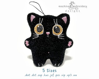 Cat Plush Toy – In the Hoop Machine Embroidery Design – DIY Stuffed Animal Pattern – Instant Download, 5 Sizes, Step by Step Instructions