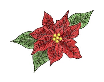 Poinsettia Flower machine embroidery design, Instant Download Digital File, Christmas decor