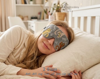 Sleep mask cute cat machine embroidery design - DIY ITH sleep mask – One Hooping - 2 Sizes