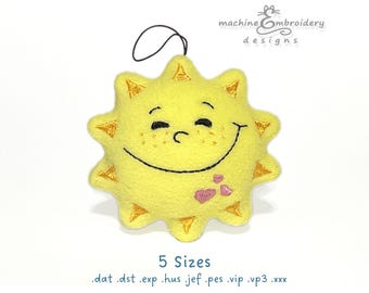 Sun Plush Toy – ITH Machine Embroidery Design (Instant Download)
