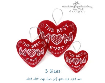 Heart Best MOM Toy Machine Embroidery Design - DIY ITH Toy, Mother's day, Instant Download, step by step instruction, 3 sizes
