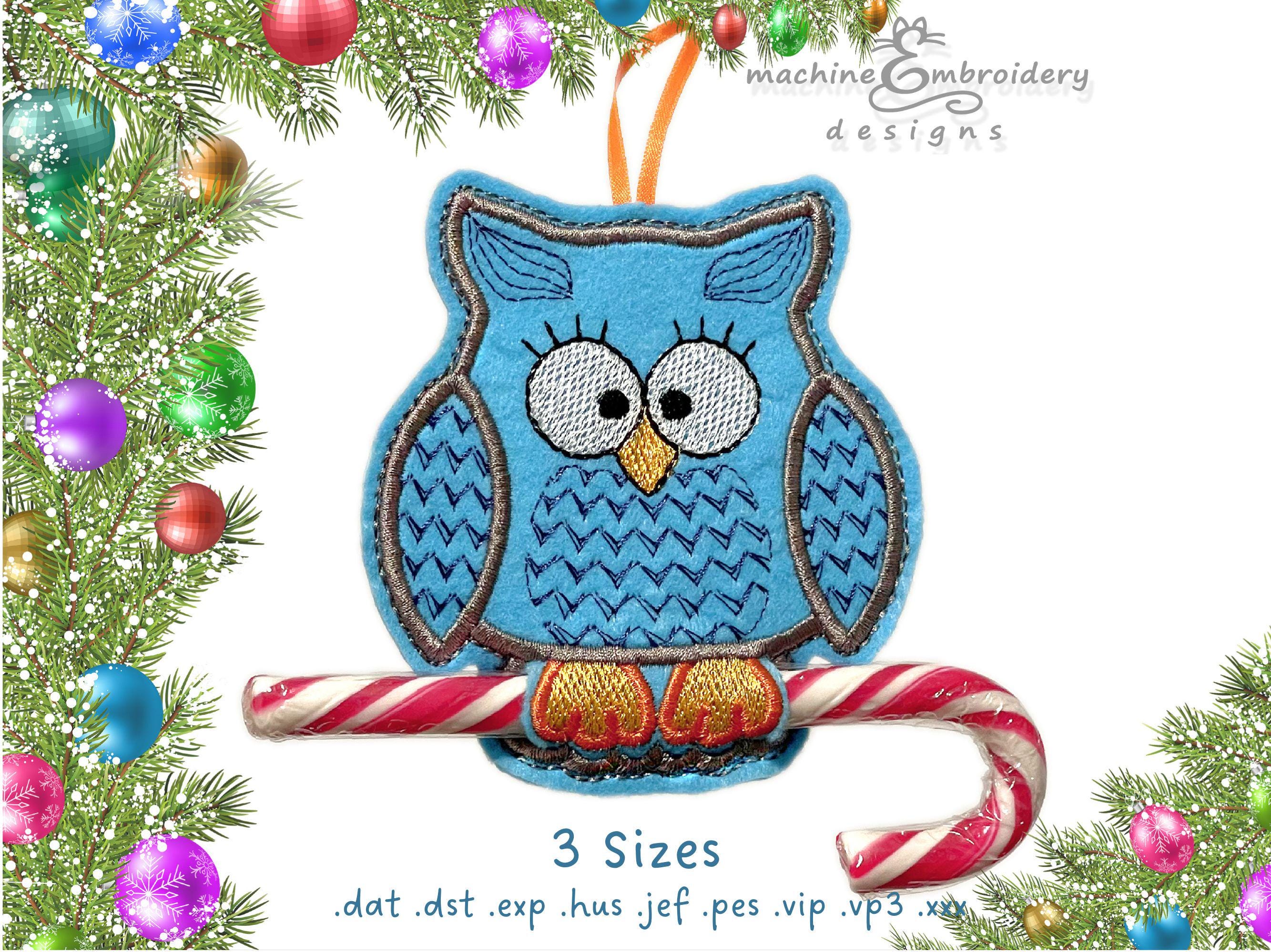 Christmas Candy Cane Owl Holder Machine Embroidery Design &ndash; ITH Toy (Digital Download)