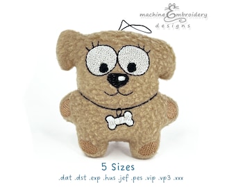 Dog Plush Toy – ITH Machine Embroidery Design (Instant Download)