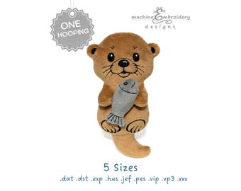 Otter plush toy machine embroidery design - bag charm keychain - DIY ITH Toy - 3D – One Hooping - 5 Sizes