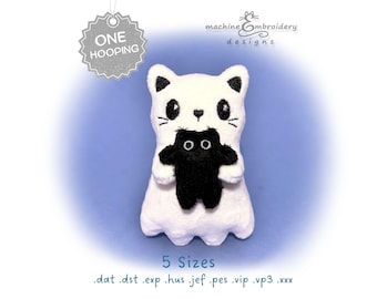 Halloween Cat Ghost plush toy machine embroidery design - Halloween decor - DIY ITH Toy - 3D – One Hooping - 5 Sizes