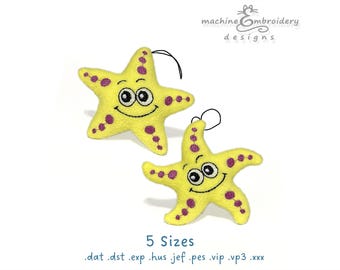 Starfish Plush Toy Machine Embroidery Design - ITH Stuffed Animal (5 Sizes) (Instant Download)