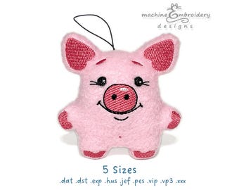 Piglet Toy Machine Embroidery Design - DIY ITH Toy, Instant Download, step by step instruction, 5 sizes
