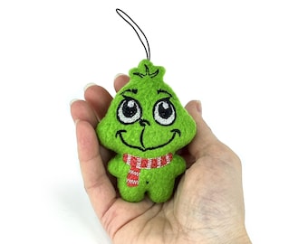 Grinch Plush Toy Machine Embroidery Design – DIY ITH Toy – plush keychain – bag charm – 5 Sizes – Instant Download