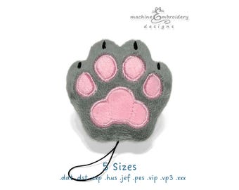 Cat paw pad plush toy machine embroidery design - bag charm keychain - DIY ITH Toy – One Hooping - 5 Sizes
