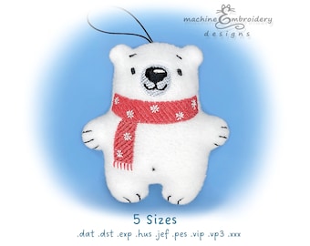 Polar Bear Toy Machine Embroidery Design - DIY ITH Toy – 5 Sizes – Instant Download