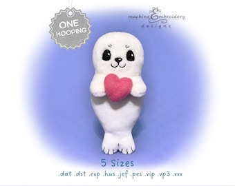 Seal baby plush toy machine embroidery design - bag charm keychain - DIY ITH Toy - 3D – One Hooping - 5 Sizes