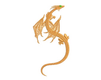 Golden Dragon Machine Embroidery designs for New Year decor, Instant Download File