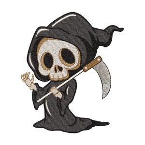 Grim Reaper Machine Embroidery design, Halloween Skeleton, Death Scythe, Instant Download, Digital File