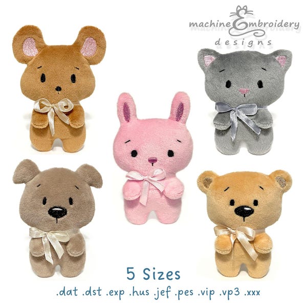Bundle Plush Toy Machine Embroidery Design - DIY ITH Toy – 3D – One Hooping - 5 Sizes