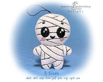 Mummy Plush Toy – In the Hoop Machine Embroidery Design – DIY Stuffed Animal Pattern – Instant Download, 5 Sizes, Step by Step Instructions