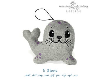 Seal Plush Toy - ITH Machine Embroidery Design (Instant Download)