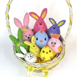 Pacchetto coniglietto pasquale pulcino ITH giocattolo, disegni per ricamo a macchina (download immediato)