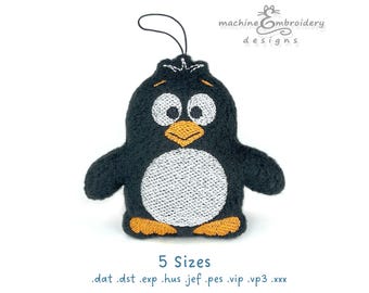 Penguin Toy Machine Embroidery Design – ITH DIY Project (5 Sizes)