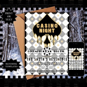 Editable Casino Party Casino Theme Invitation Printable Template Digital Casino Night Invite Instant Download #CC2