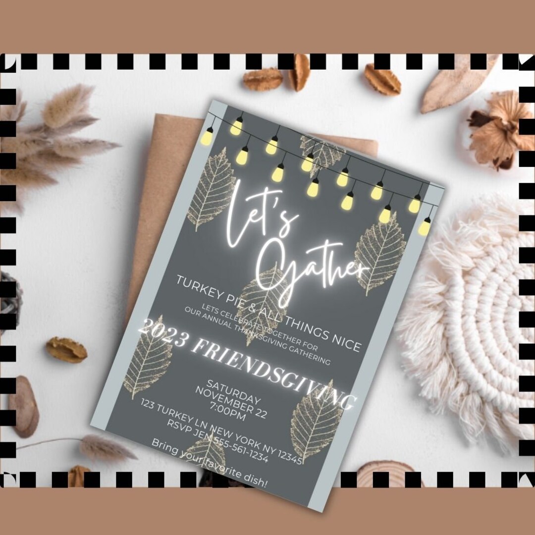 Friendsgiving Invite for Friendsgiving Party Invitation Dinner Digital ...