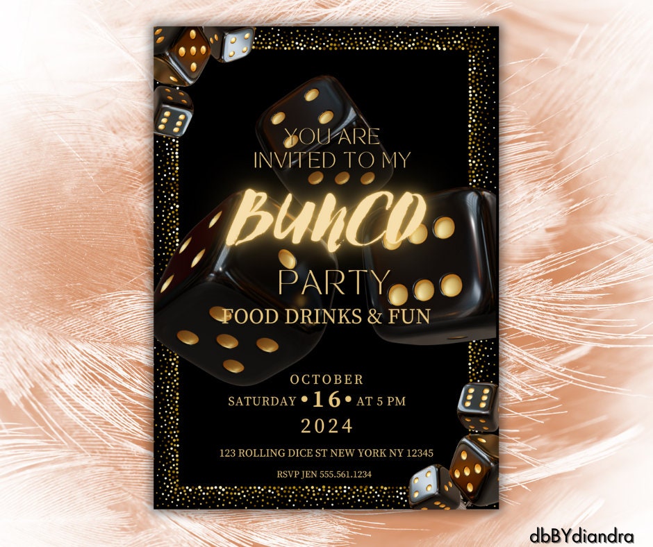 Bunco Invitation Template for Game Night Invite for Bunco Party Ideas