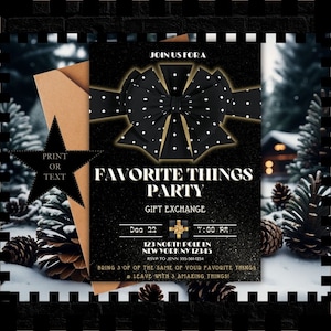 Editable Favorite Things Party Invitation Digital Holiday Gift Exchange Christmas Party Template Printable Instant Download Mobile Invite