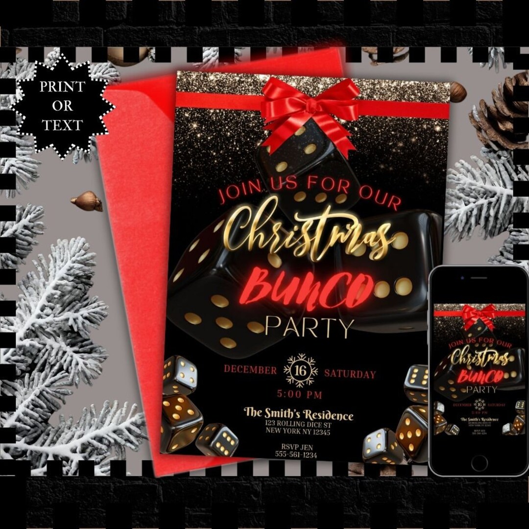Christmas Bunco Invitation Template for Winter Game Night Etsy