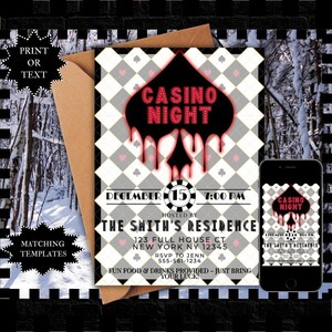 Editable Casino Party Casino Theme Invitation Printable Template Digital Casino Night Invite Instant Download #CC3
