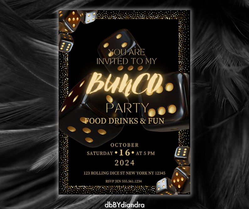 Bunco Invitation Template for Game Night Invite for Bunco Party Ideas