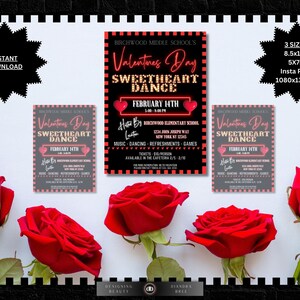 Editable Valentines Day Sweetheart Dance Flyer School Dance Flyer ...