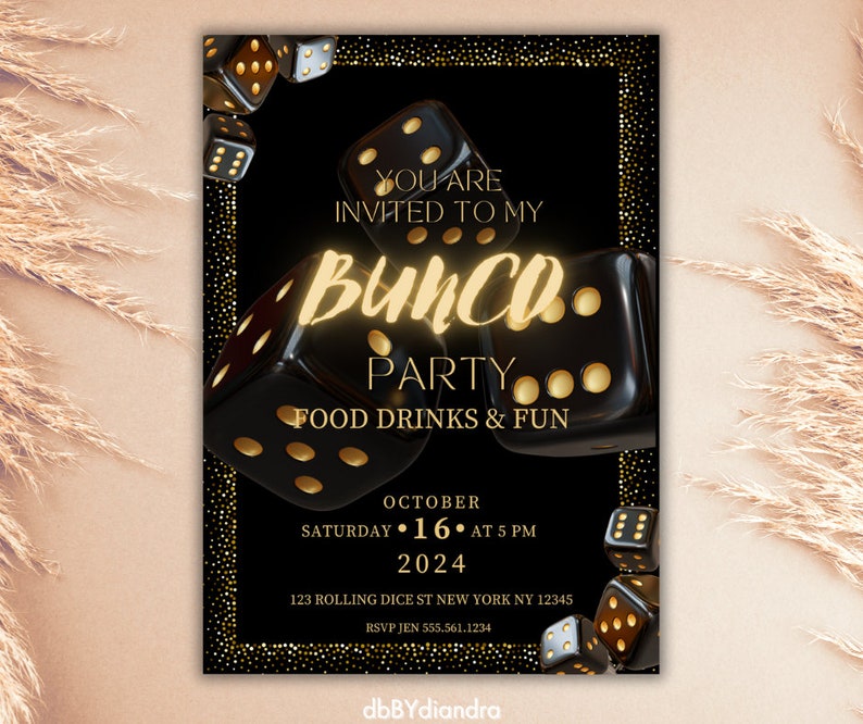 Bunco Invitation Template for Game Night Invite for Bunco Party Ideas