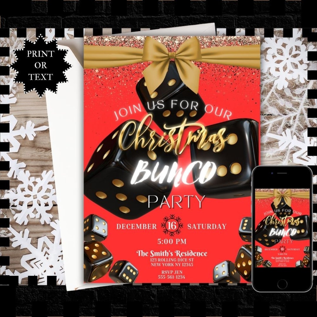 Christmas Bunco Invitation Template for Winter Game Night Invite for ...