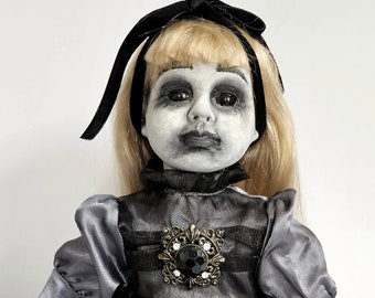 Creepy Doll, Spooky Doll, Upcycled, Halloween, Gift, Porcelain Doll, Horror Doll, Gothic, Holiday, Cute, Collectible, Dorthea Alice