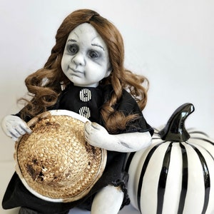 Creepy Dolls, Spooky Dolls, Upcycled, Horror Dolls, Porcelain Dolls, Gift, Halloween, Collectible Doll, Ghost Doll, Gothic, Pumpkin Girl