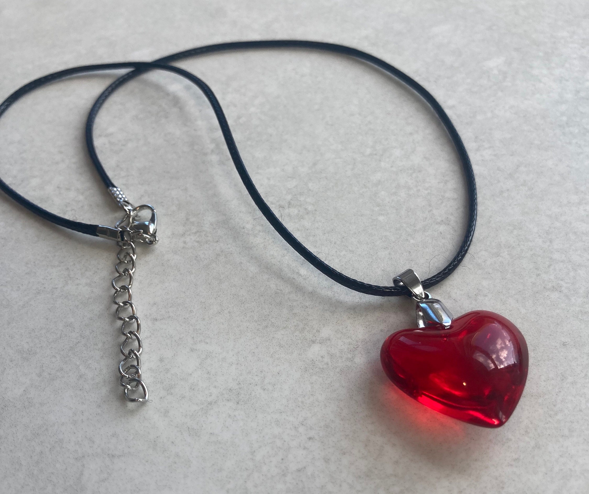 Red Heart Pendant Necklace Olivia Rodrigo Small Ruby Red Heart