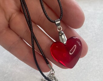 Red Heart Pendant Necklace Olivia Rodrigo Small Ruby Red Heart