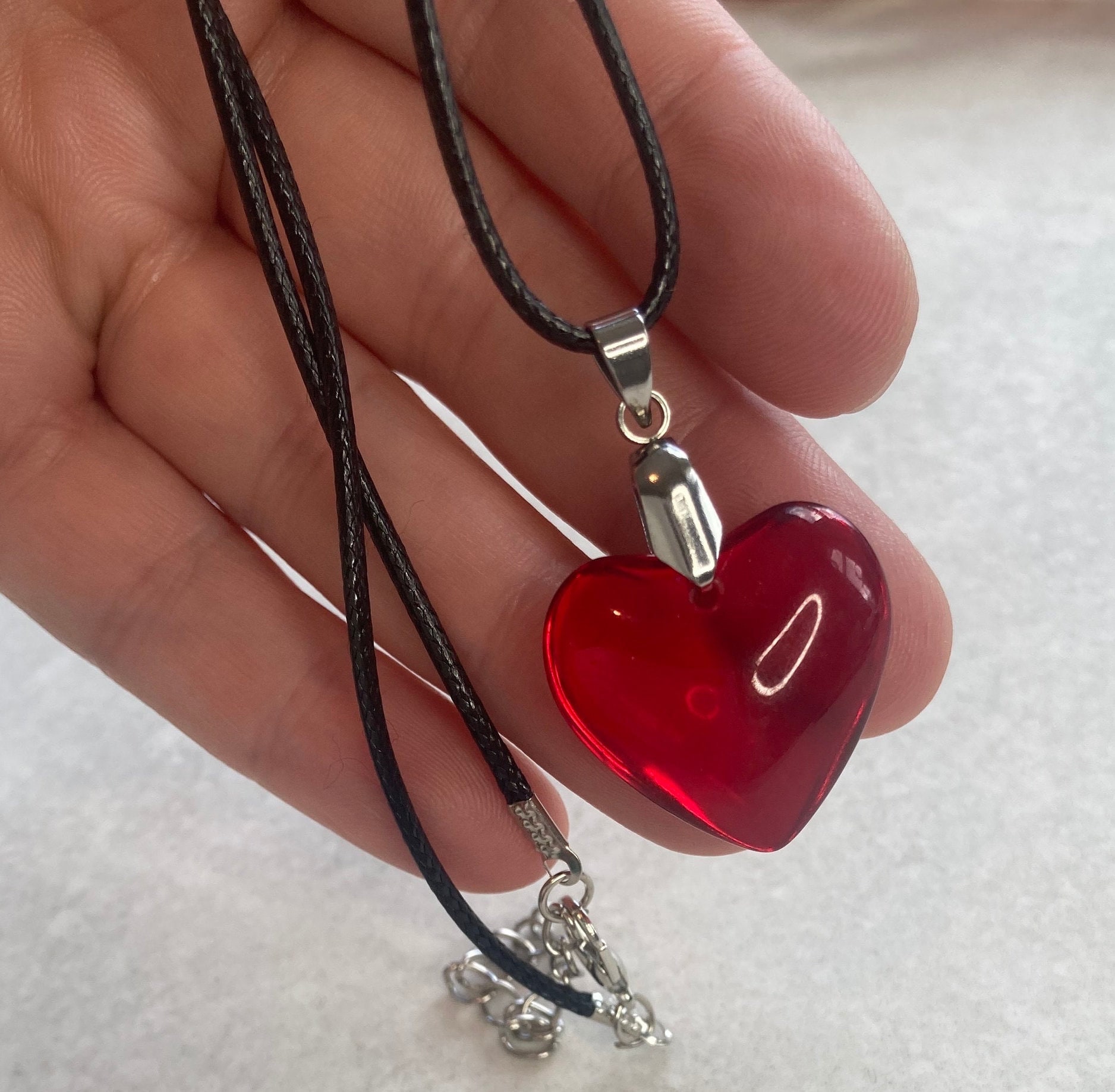 Red Heart Pendant Necklace Olivia Rodrigo Small Ruby Red Heart