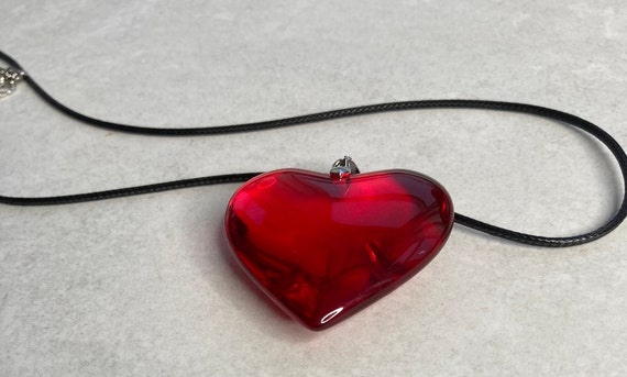 Large Red Heart Pendant Necklace Oversized Heart Pendant and