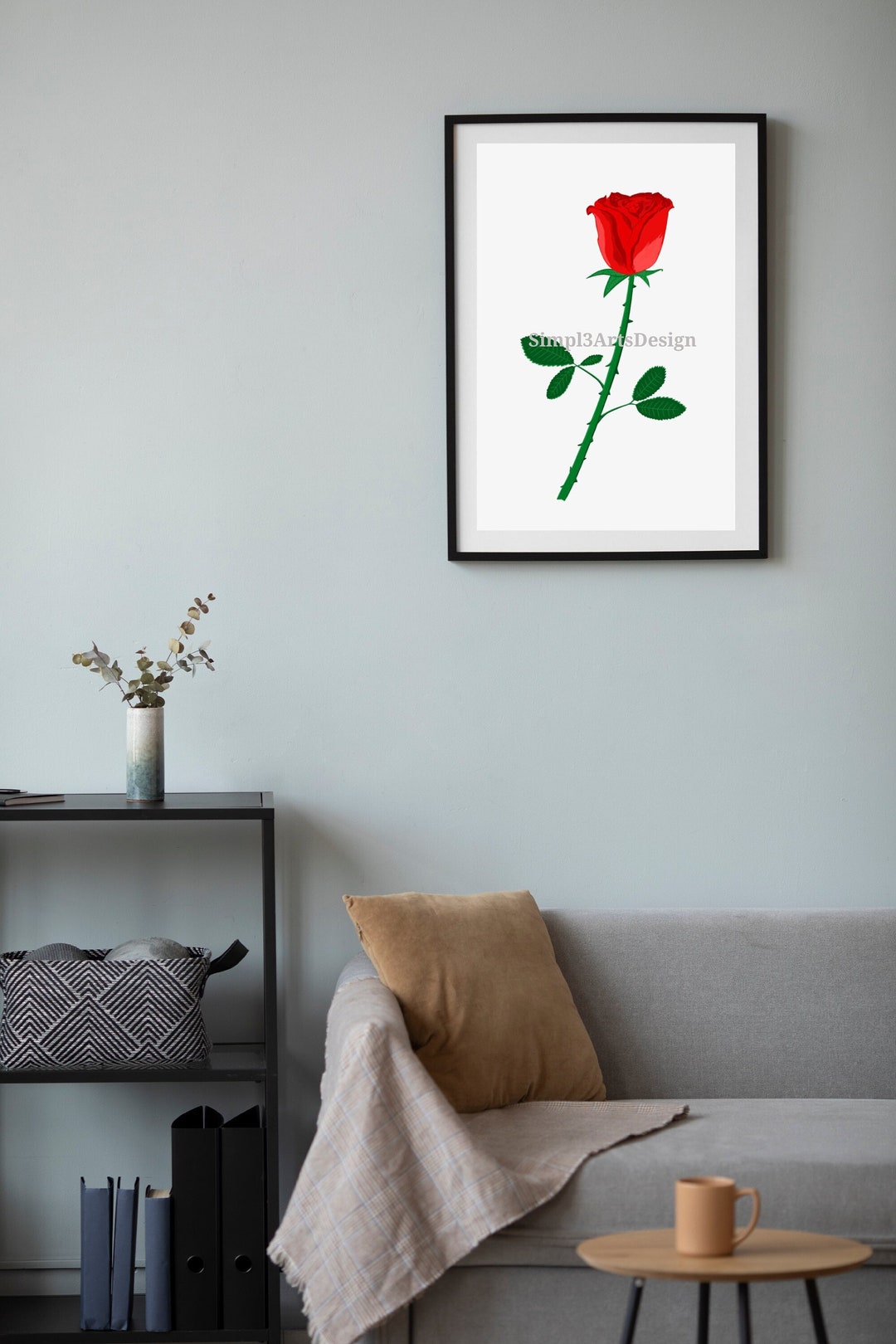 Red Rose Wall Art Etsy